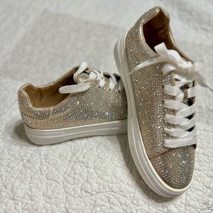 Champagne Rhinestone Sneakers 7.5- La Sheelah Harley Sneakers Dolce